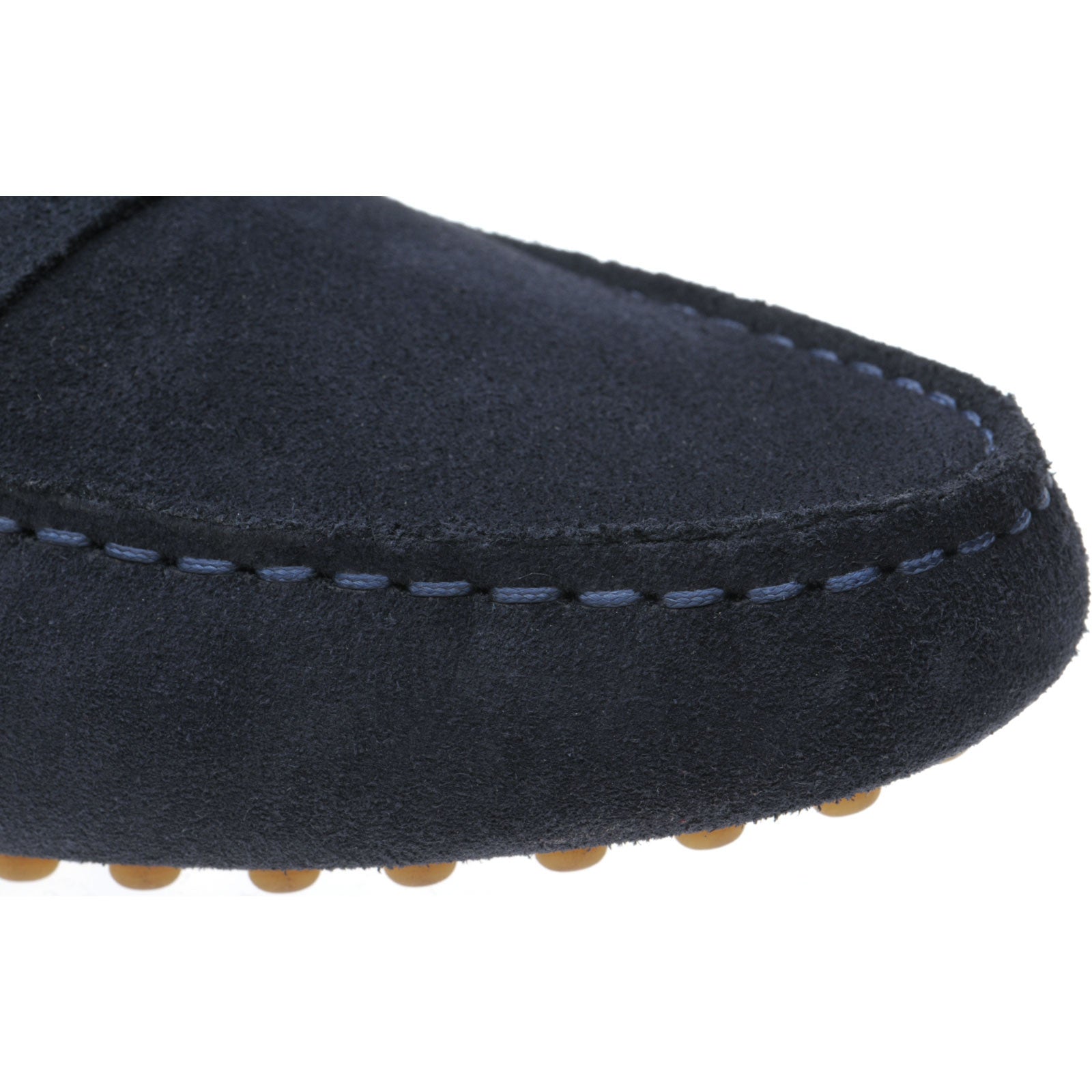 Louisa Navy Suede Ladies Driving Moccasins with Rubber Sole