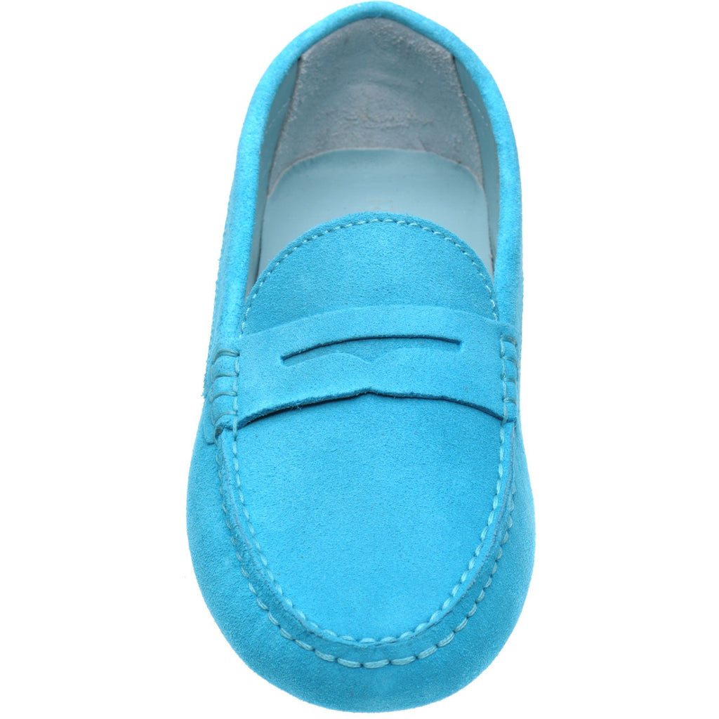 Louisa Ladies Driving Moccasins in Turquoise Suede