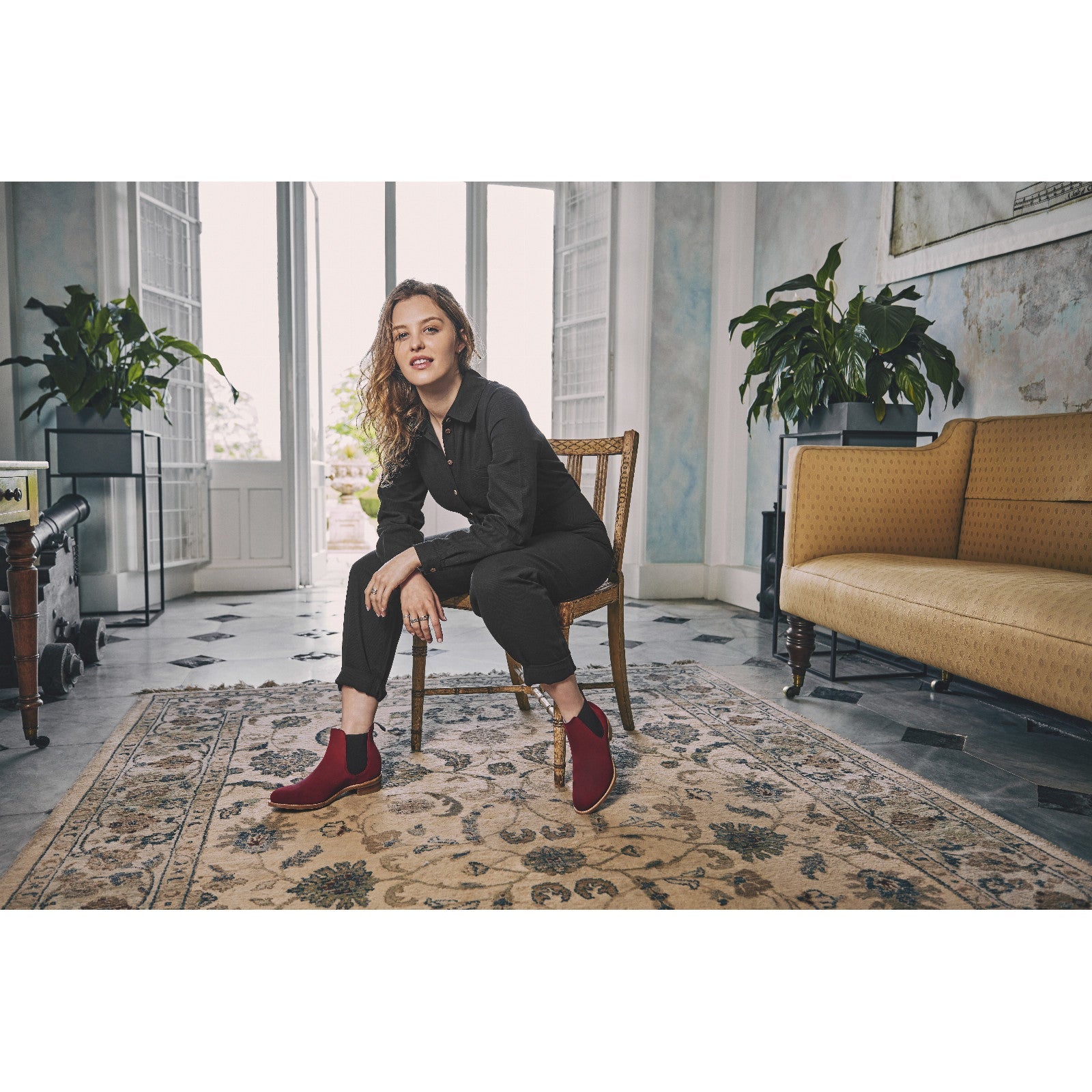 Plum Suede Chelsea Boots with Rubber Sole