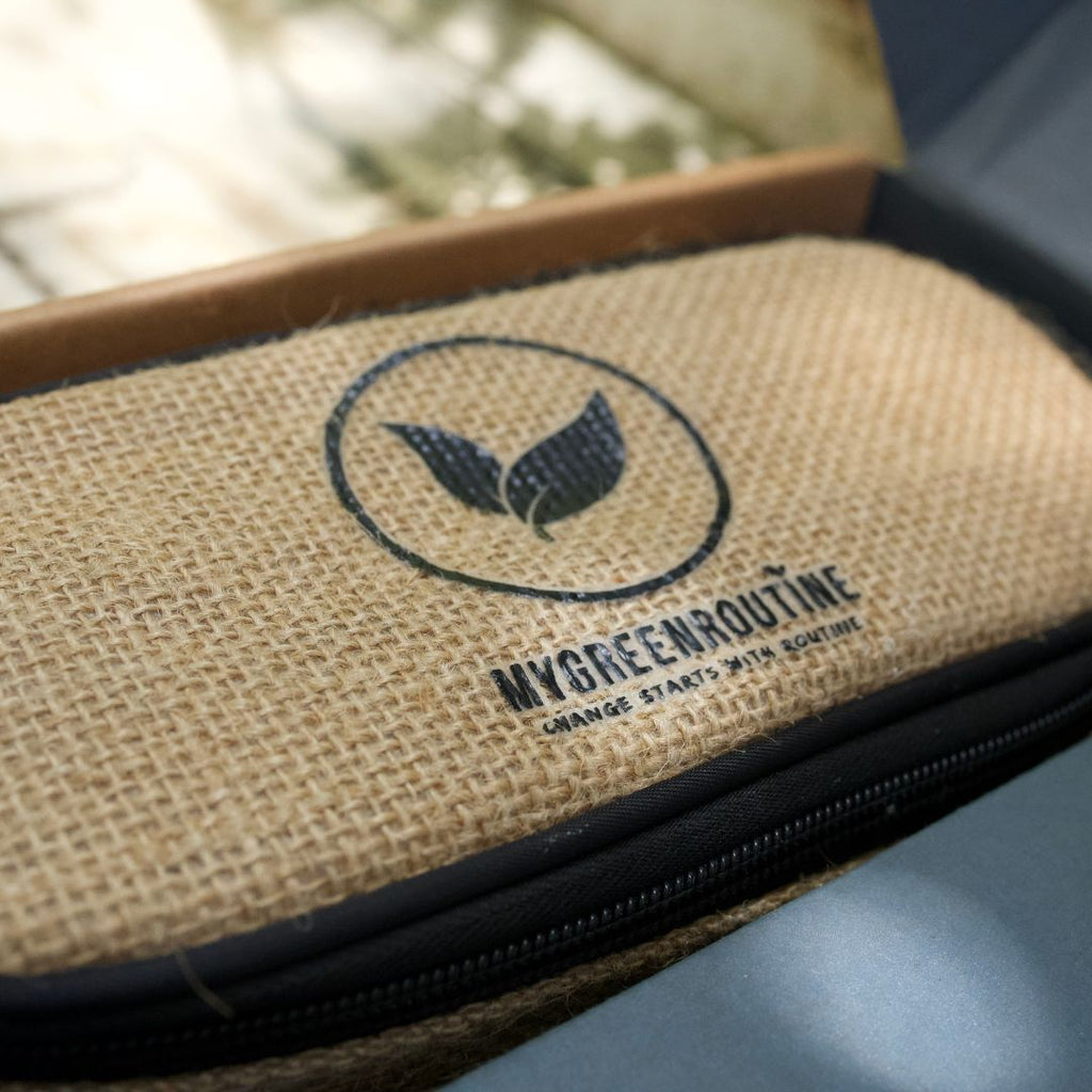 Natural Hessian Travel Pouch