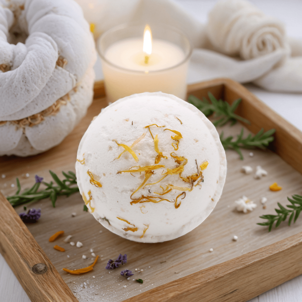 Himalayan Salt Bath Bomb with Lemon, Ginger, Orange and Avocado Oil