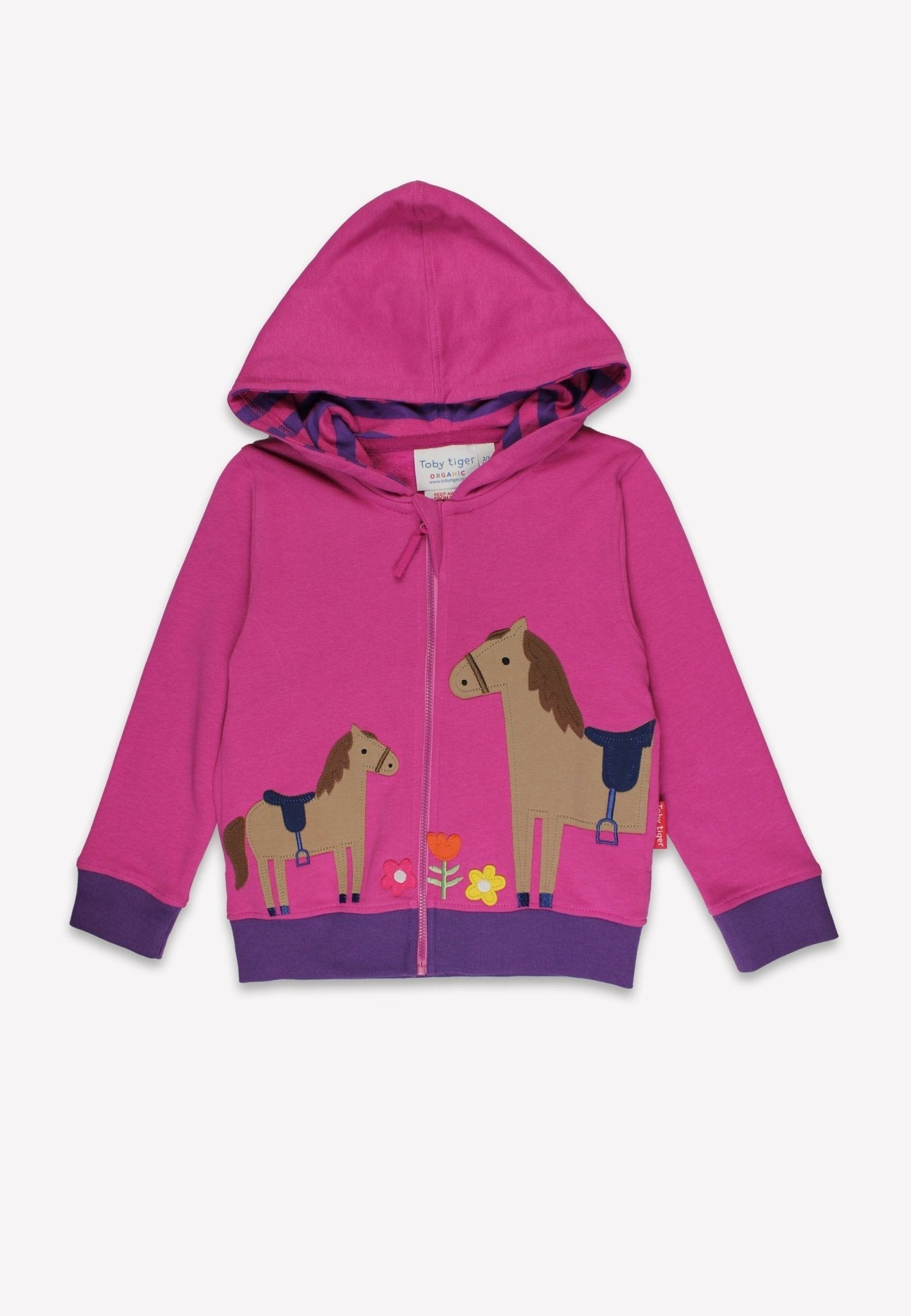 Organic Hillside Pony Applique Hoodie in Pink
