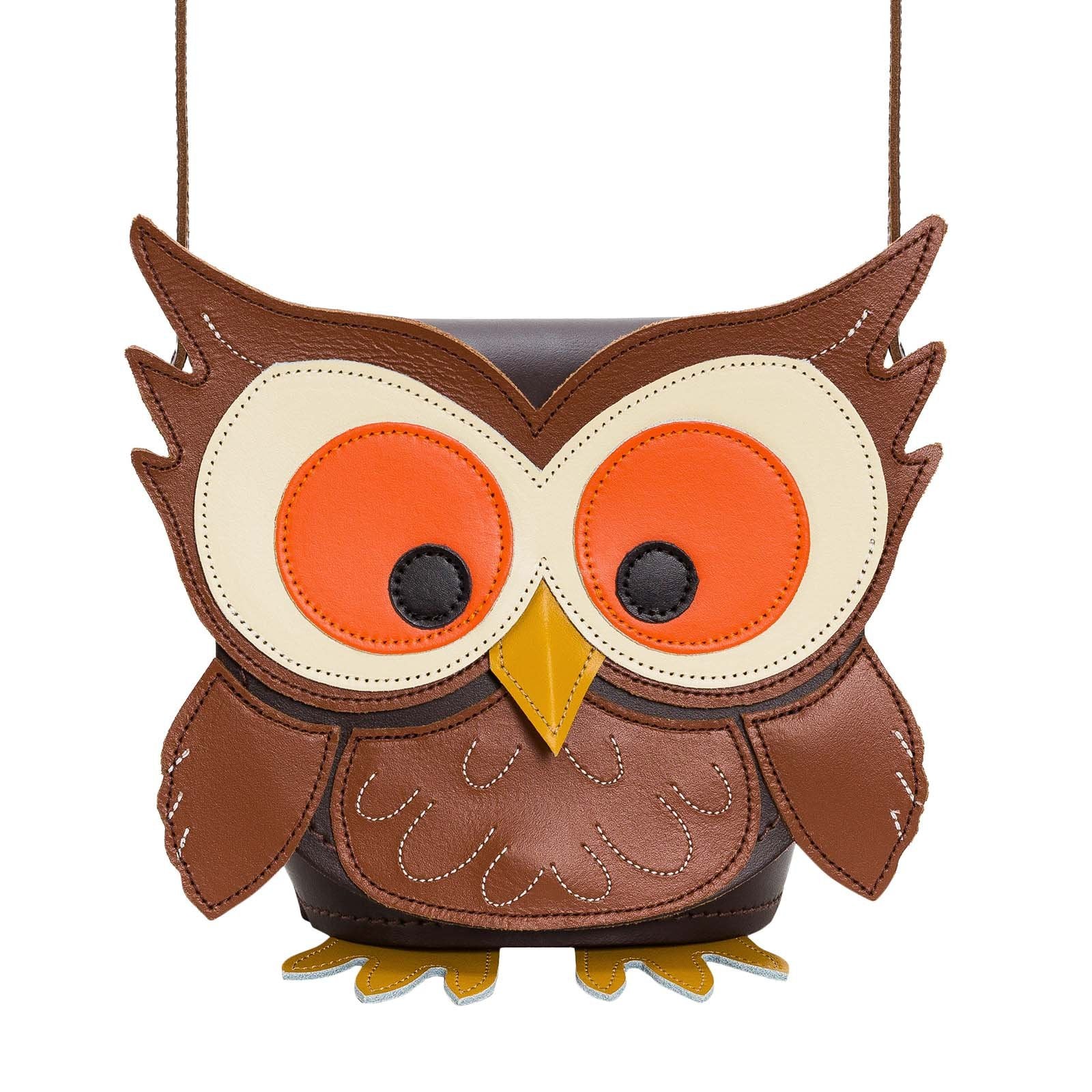 Handmade Leather Owl Barrel Bag