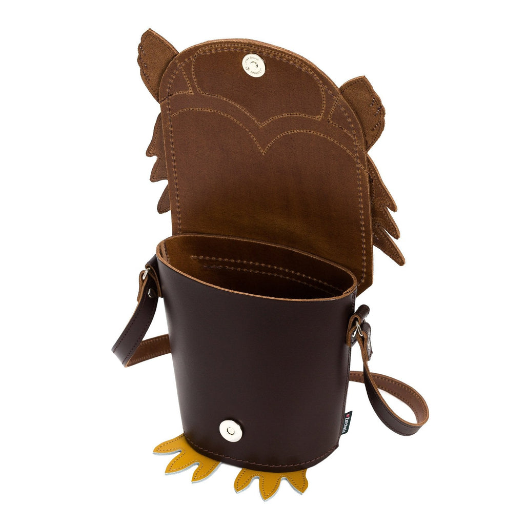 Handmade Leather Owl Barrel Bag