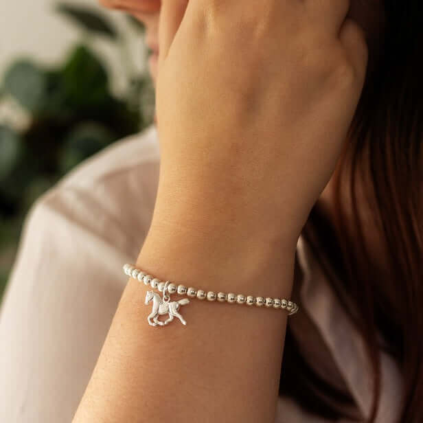 Sterling Silver Horse Charm Bracelet Handmade