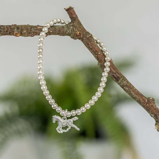 Sterling Silver Horse Charm Bracelet Handmade