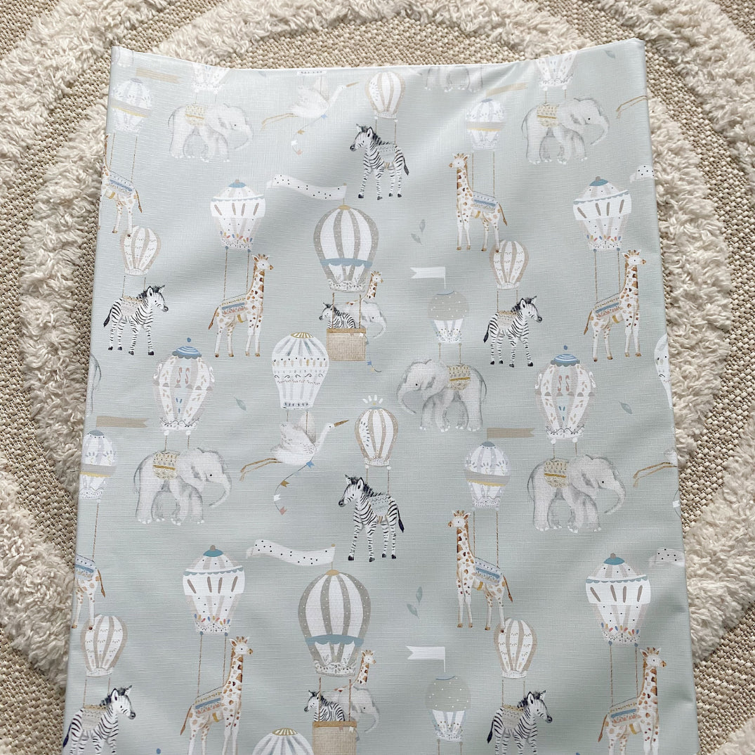 Anti-Roll Wedge Baby Changing Mat - Blue Hot Air Balloons Print