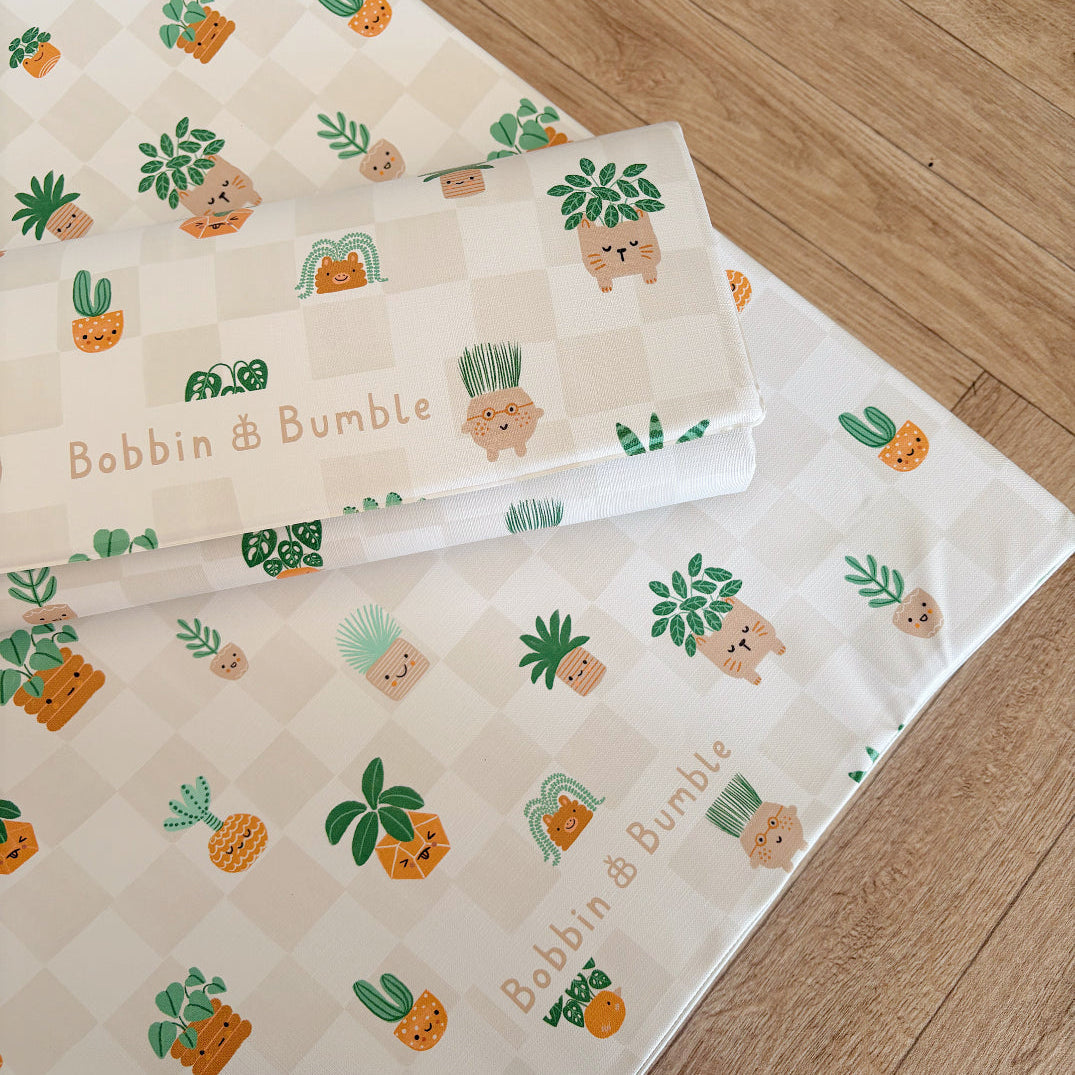 Anti-Roll Wedge Baby Changing Mat - Pot Plants