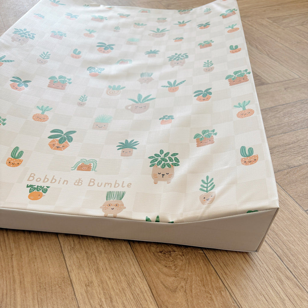 Anti-Roll Wedge Baby Changing Mat - Pot Plants