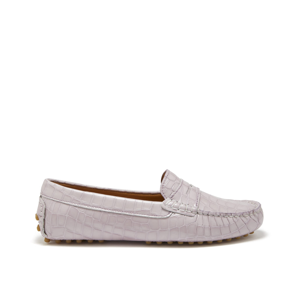 Women's Lilac Croc Print Penny Loafers