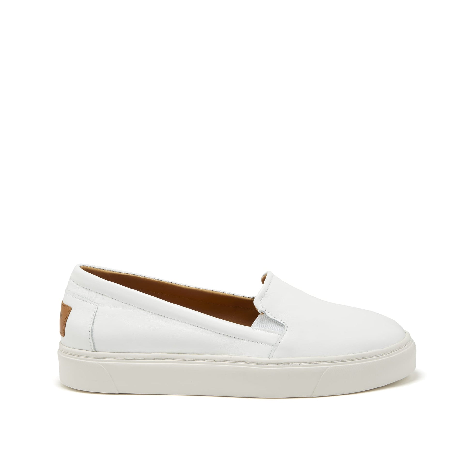 Women's White Leather Slip On Sneakers