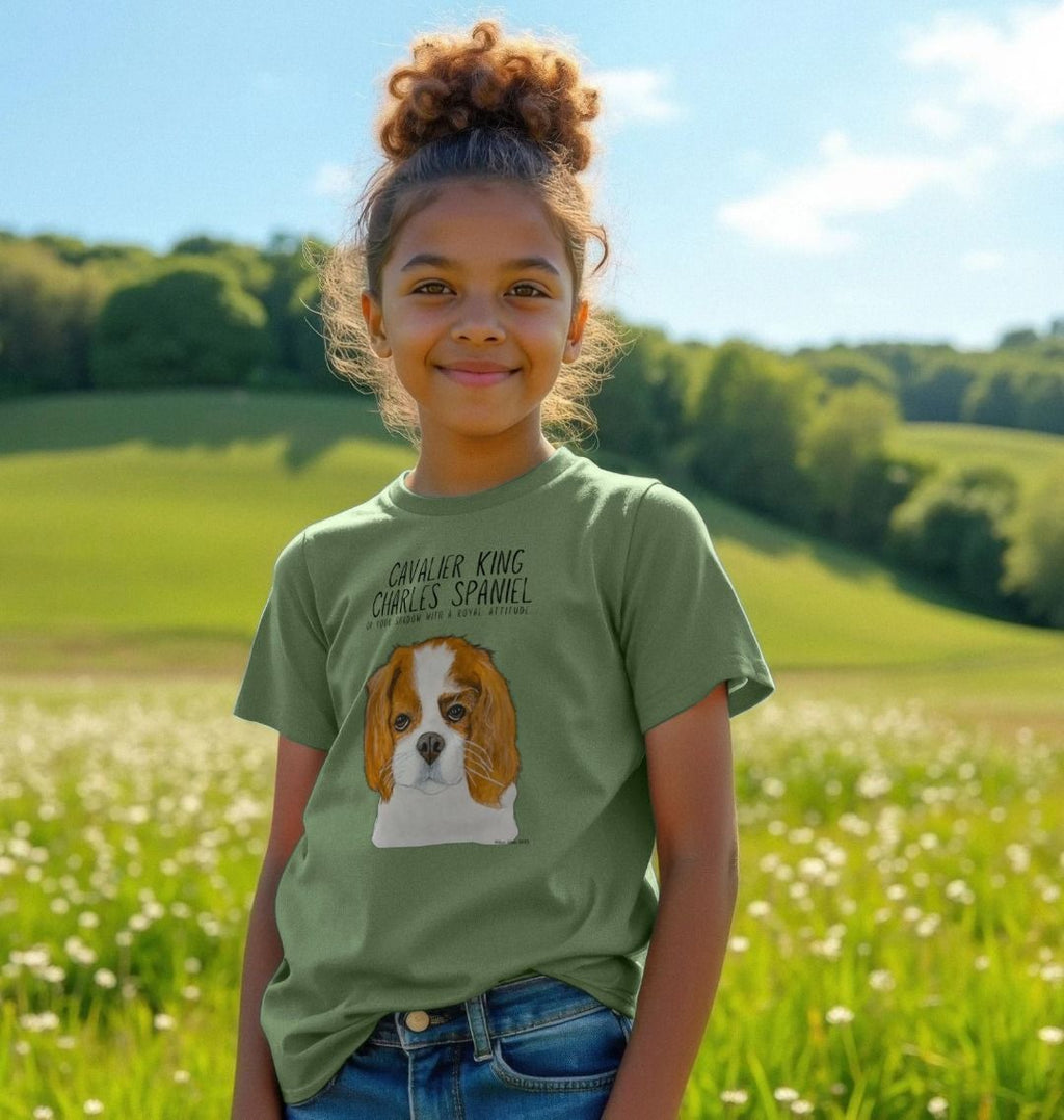Eco Kids Tee with Cavalier King Charles Spaniel Print