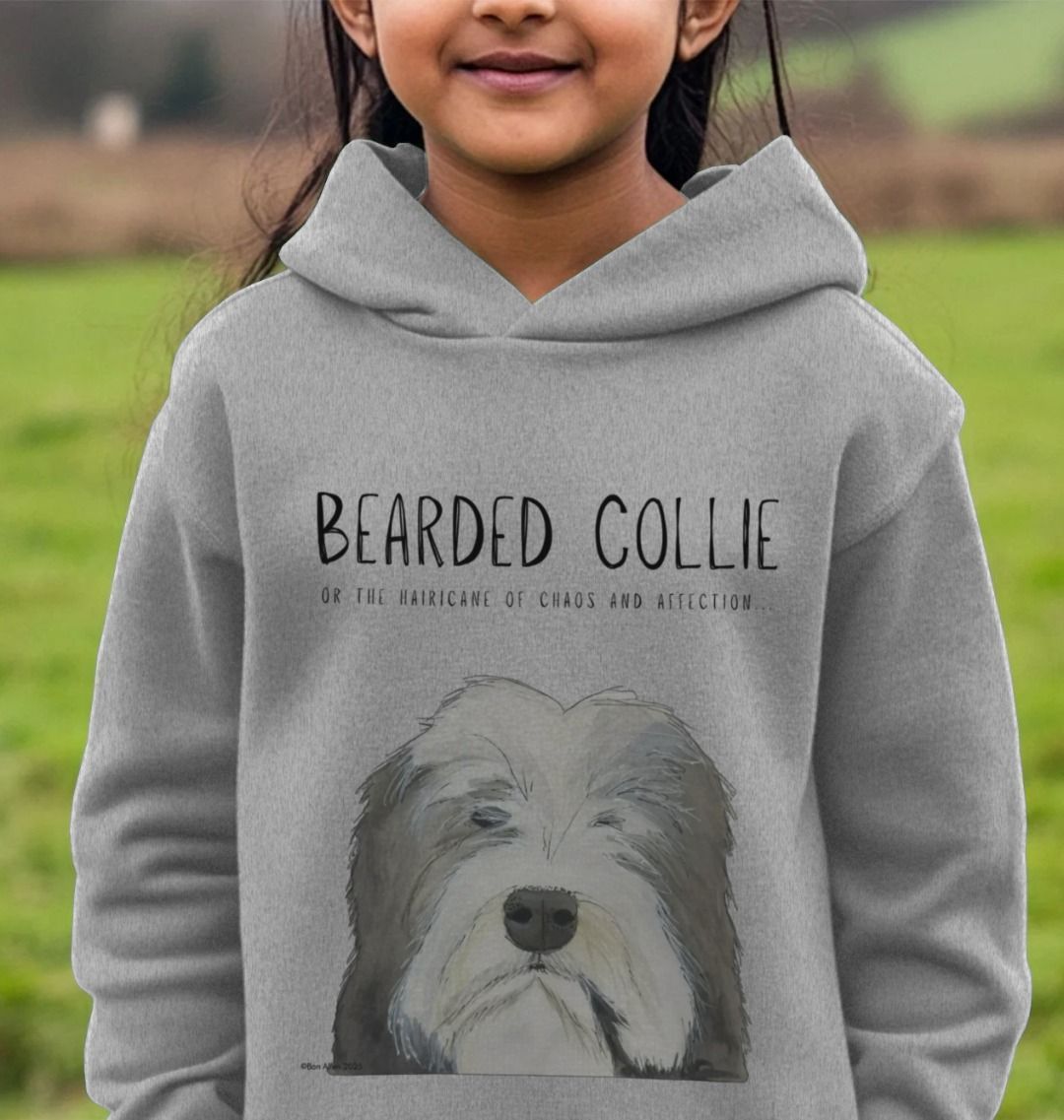 Bearded Collie Kids Hoodie in Organic Cotton