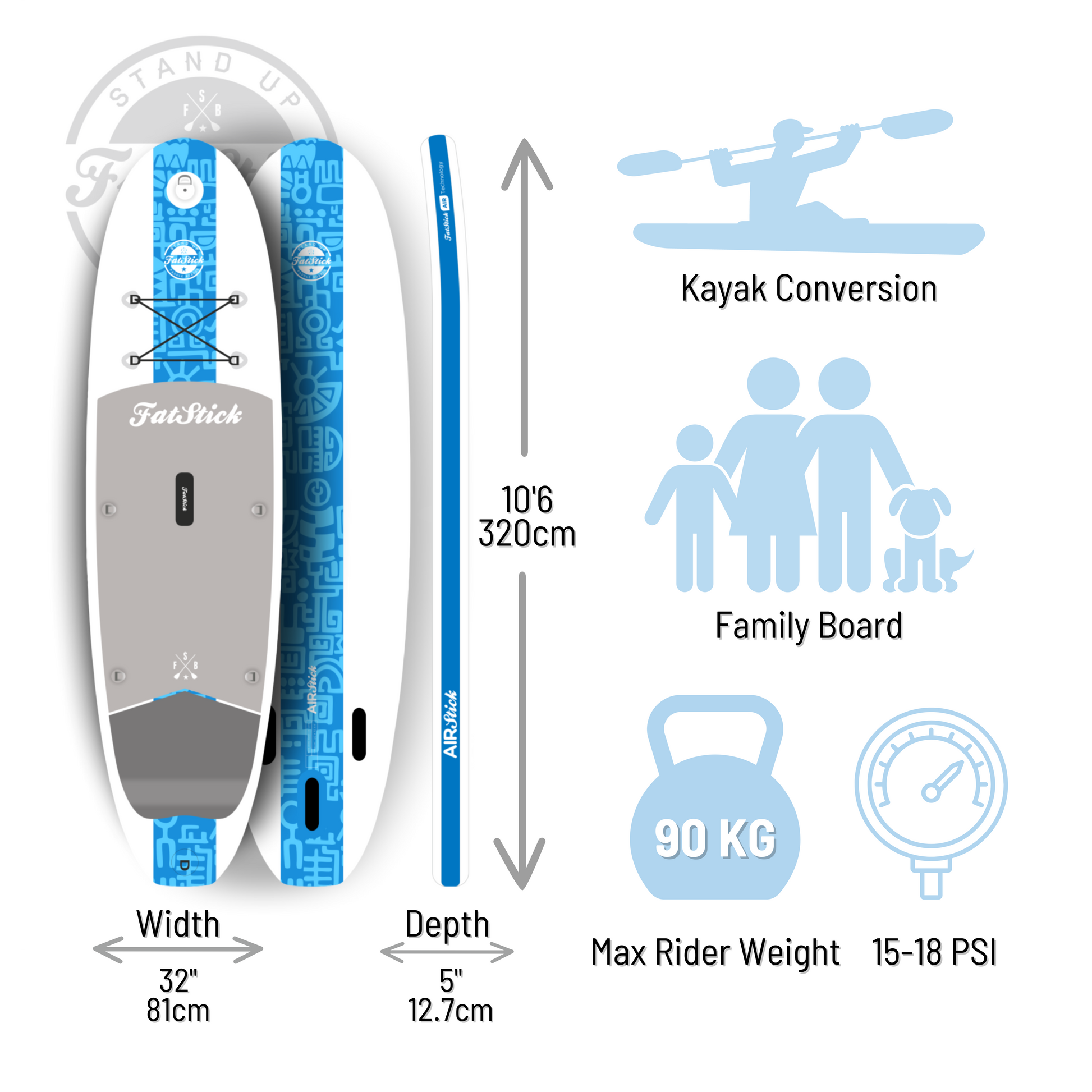 10 foot 6 inch Inflatable Stand Up Paddle Board with Kayak Seat
