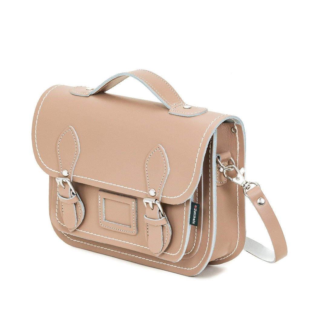 Leather Midi Satchel in Iced Coffee
