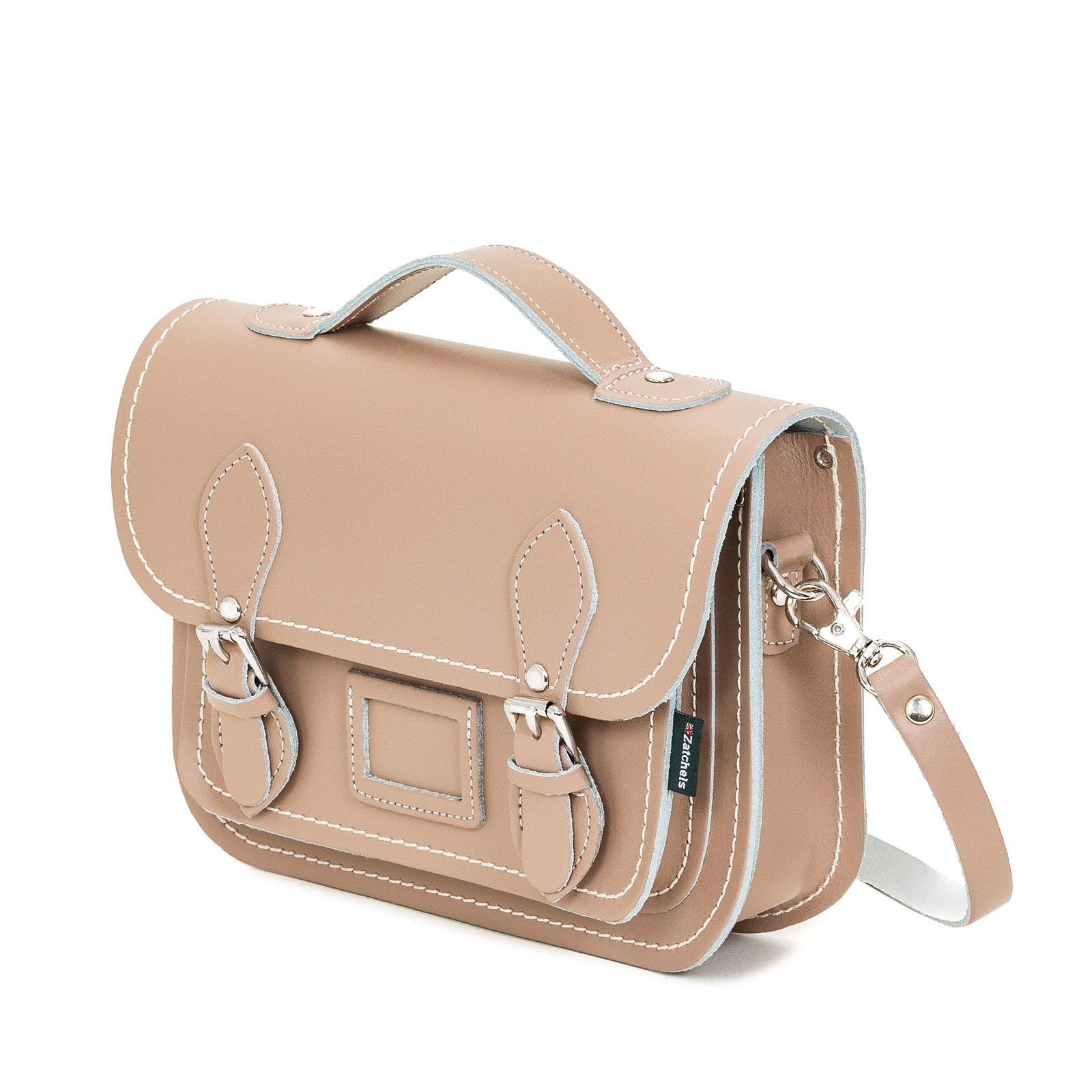 Leather Midi Satchel in Iced Coffee
