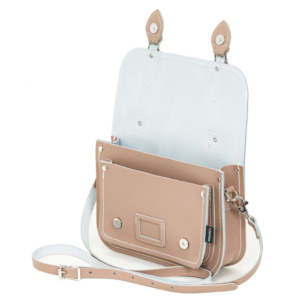 Leather Midi Satchel in Iced Coffee