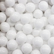 a bold, overflowing cascade of 500 brilliant white ball pit balls for sensory play