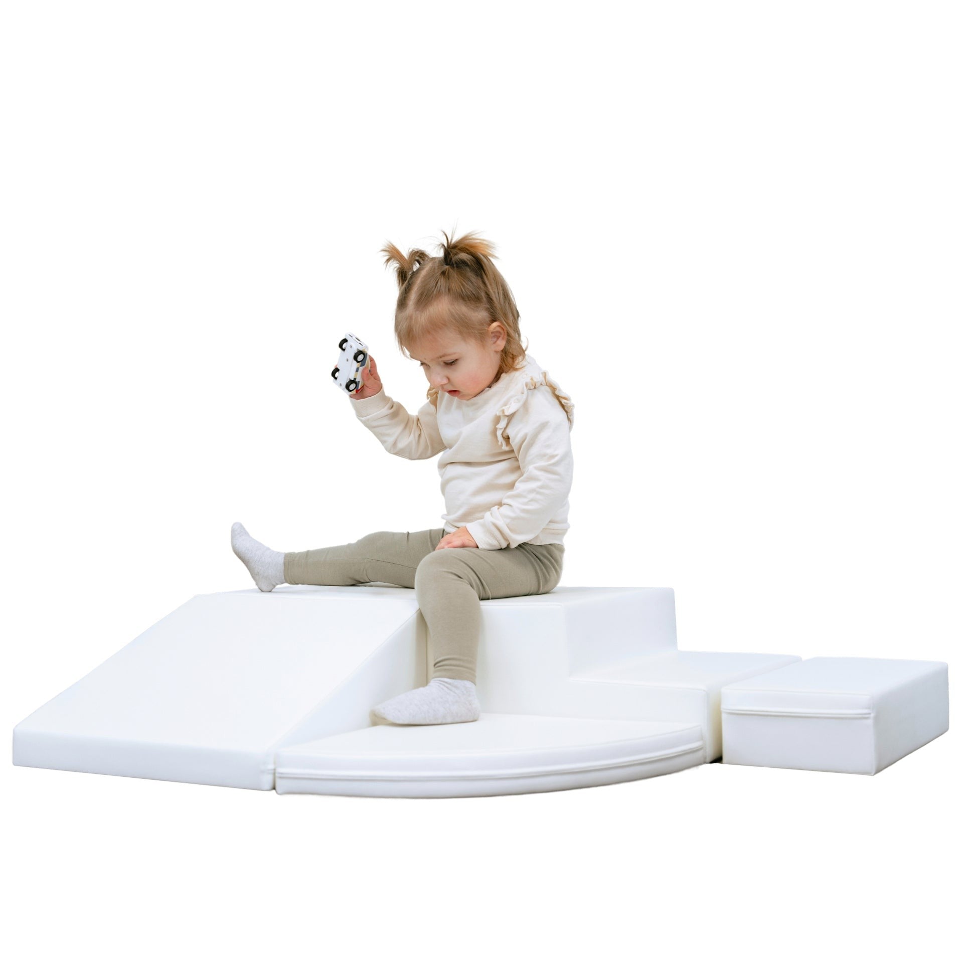 white corner climber foam block set for active toddler play and motor skill development