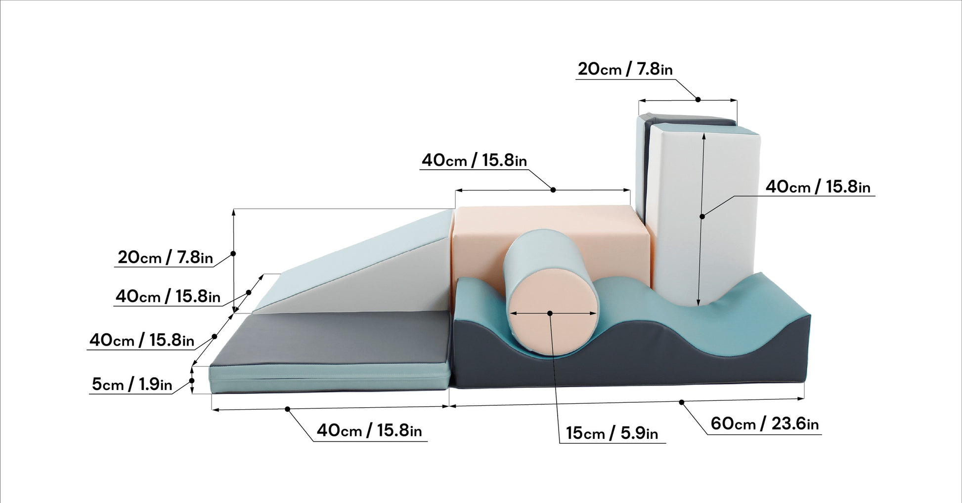 practical arrangement of iglu discoverer light pastel foam blocks for building and climbing