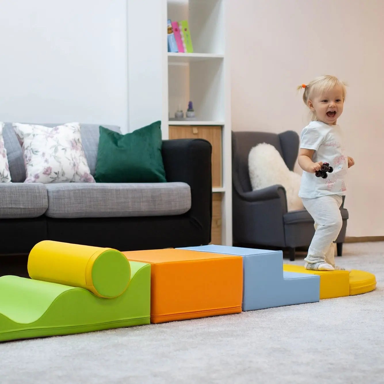 elegant arrangement of soft pastel foam blocks for imaginative toddler play