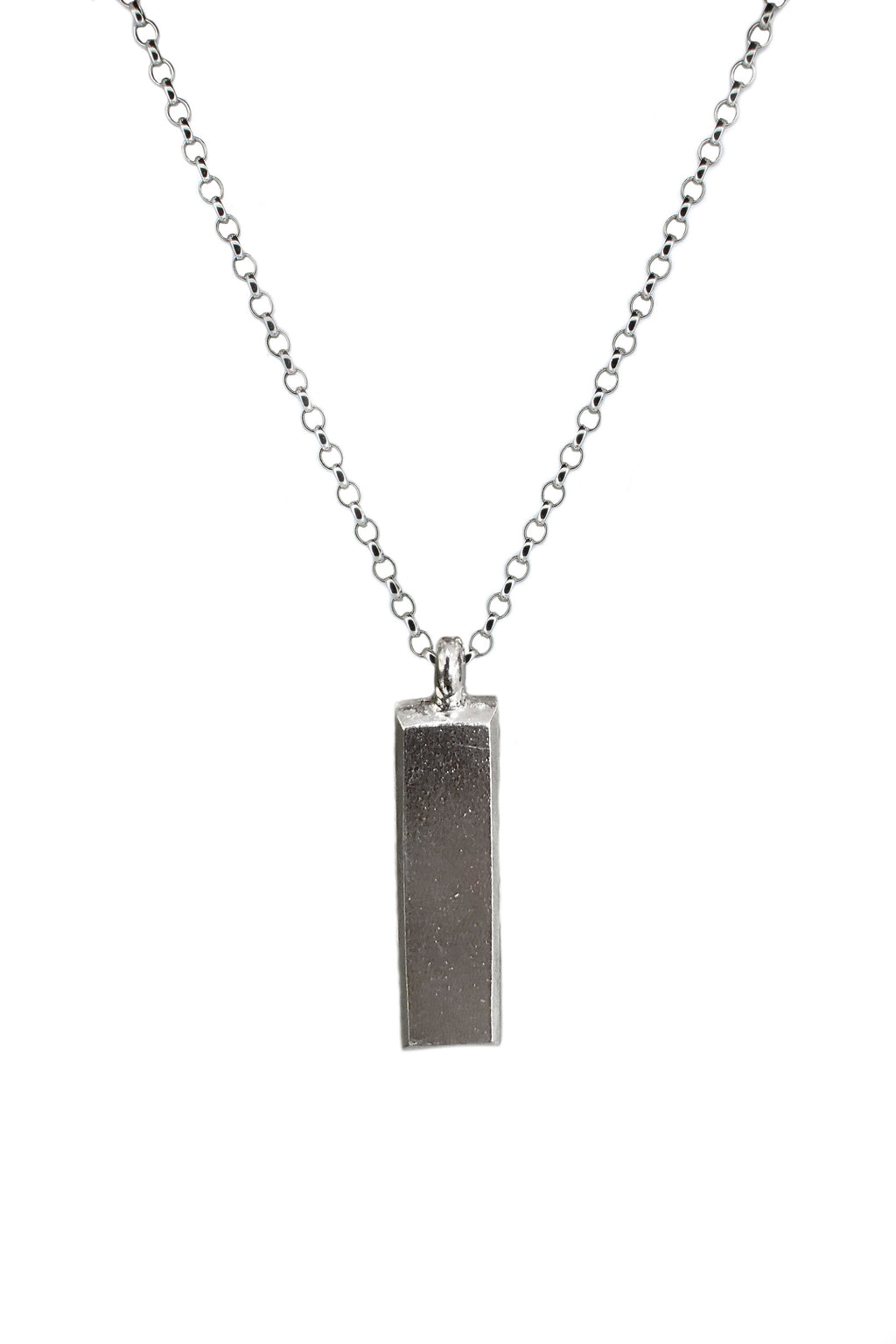 Chunky Ingot Necklace in Sterling Silver