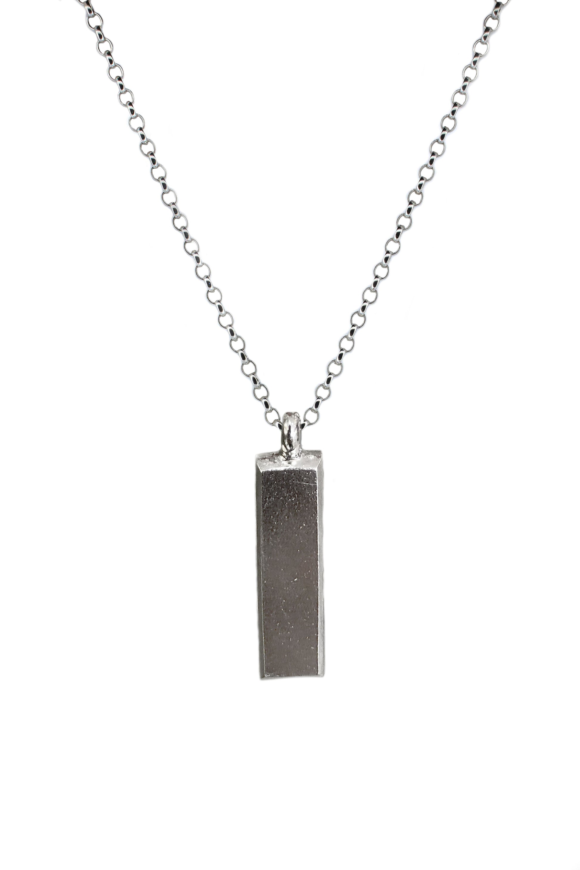 Chunky Ingot Necklace in Sterling Silver