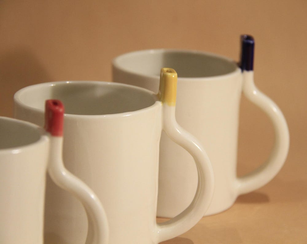 Straw Cup Mug in Red, Yellow and Blue