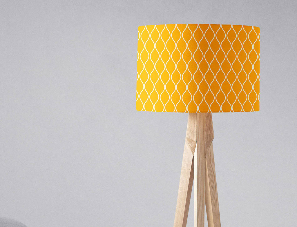 Yellow Lampshade with White Geometric Design
