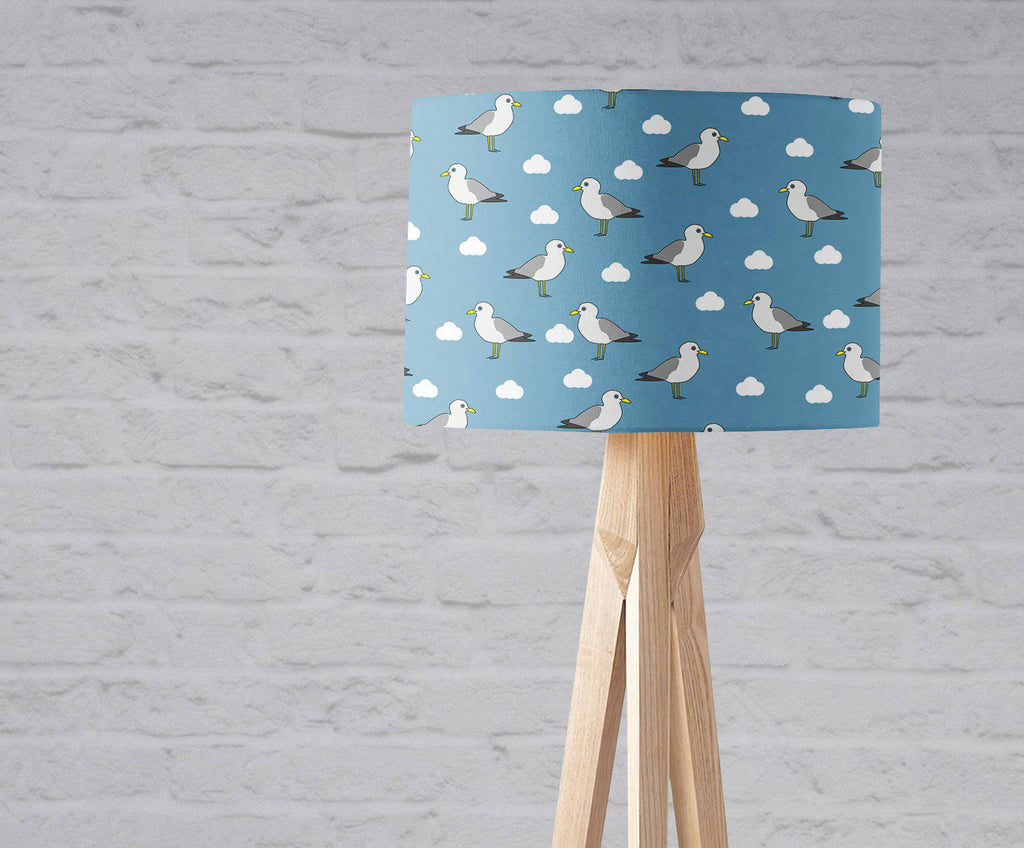 Blue Lampshade with a Seagull Design, Ceiling  or Table Lamp Shade