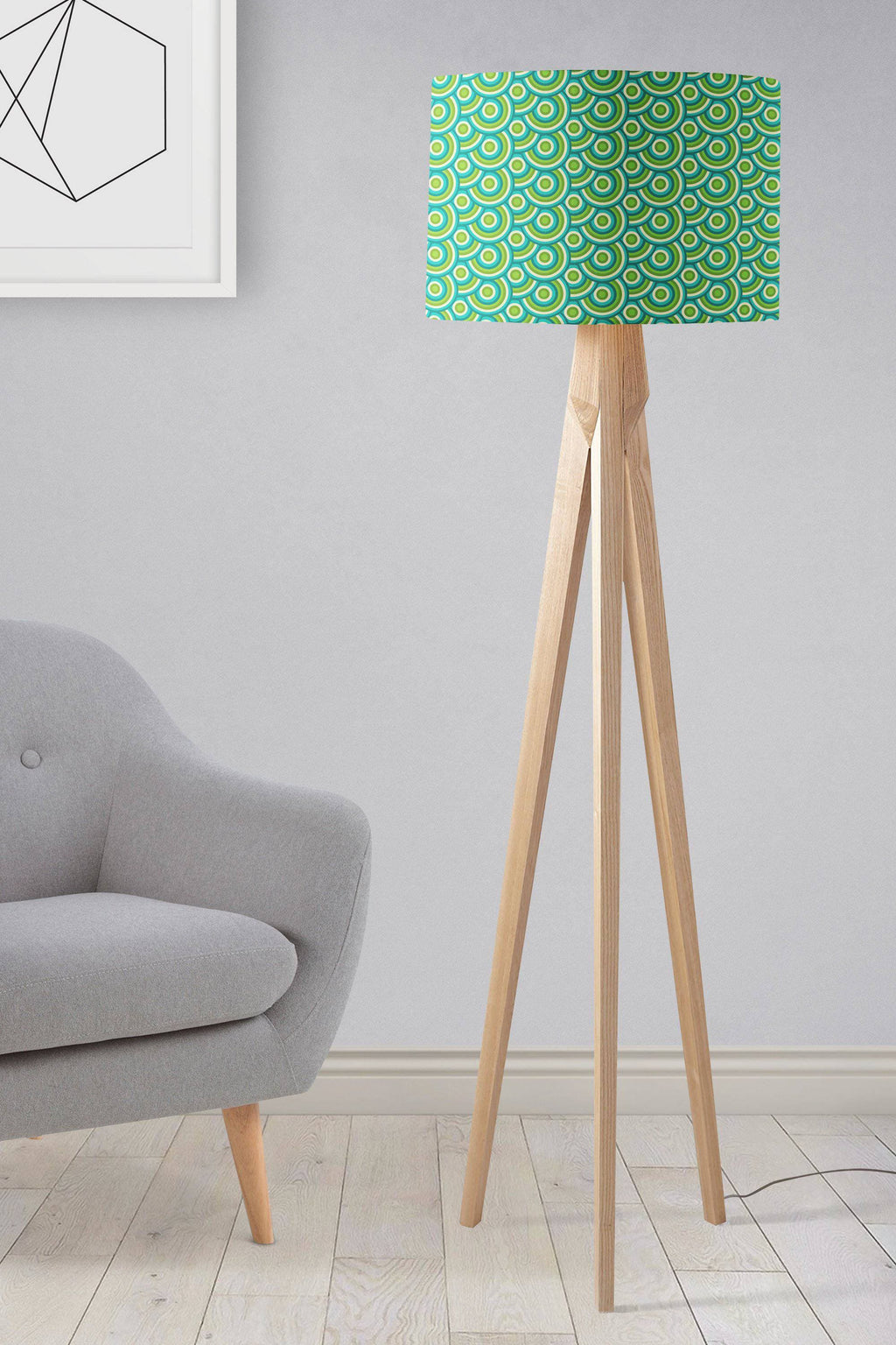 Green Retro Circles Lampshade for Table Ceiling or Floor Lamps