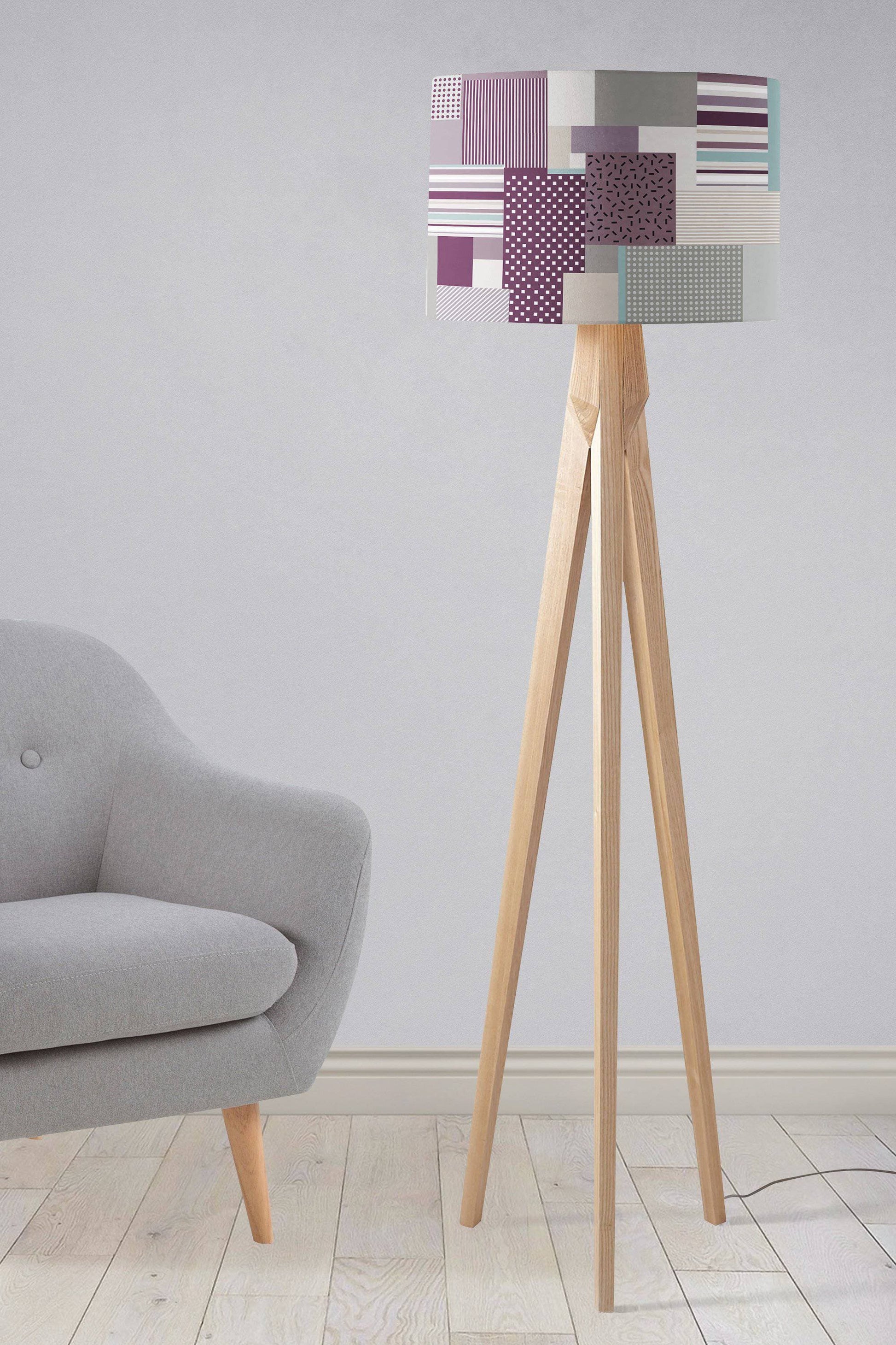 Purple Memphis Style Lampshade, Ceiling or Table Lamp Shade