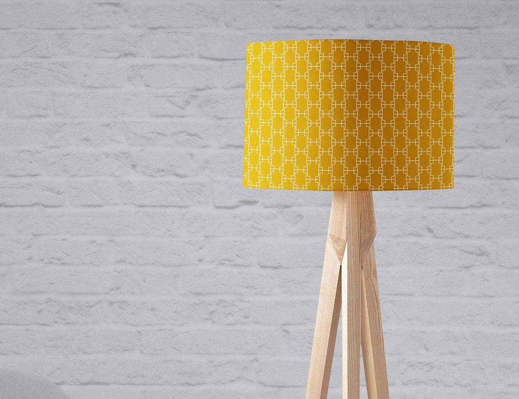 Mustard Yellow Lampshade with White Geometric Design