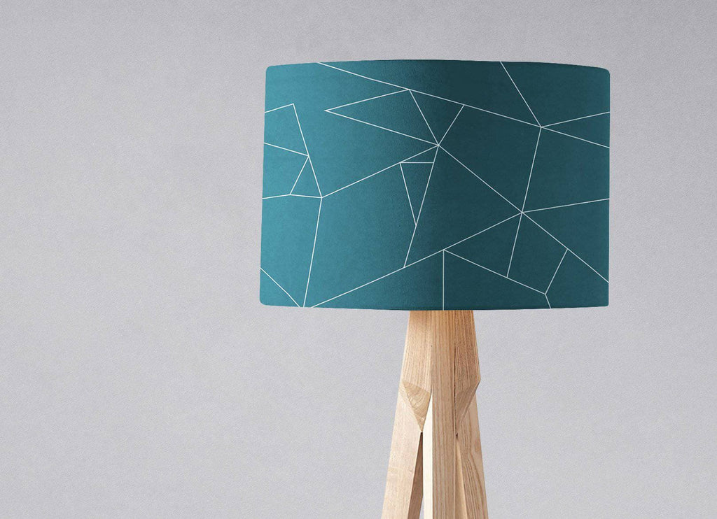Teal Lampshade with White Geometric Lines