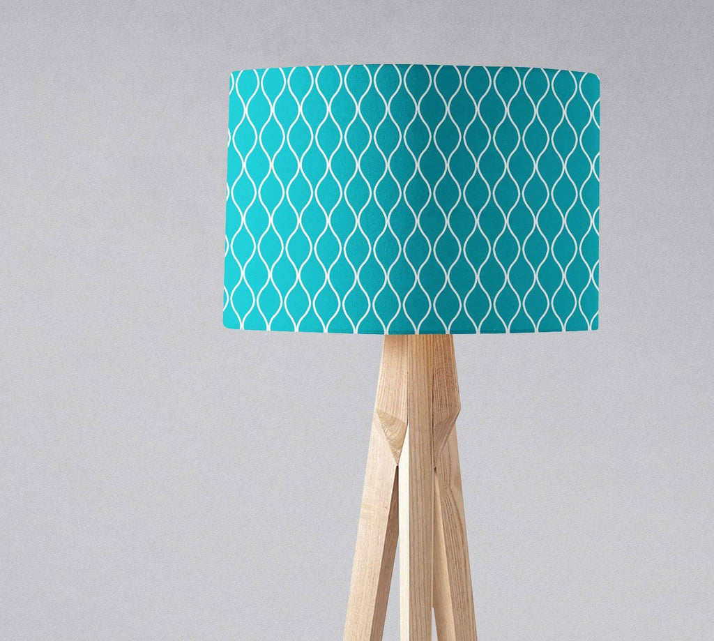 Turquoise Lampshade with White Geometric Design for Ceiling or Table Lamp