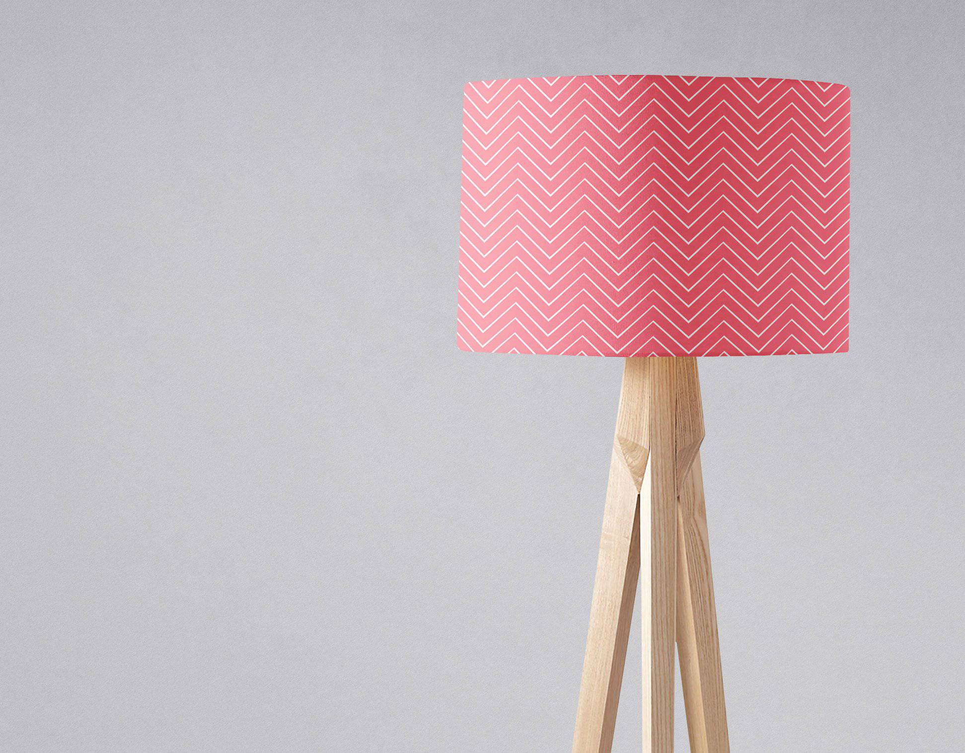 Pink Lampshade with White Chevron Design for Table and Ceiling Lamps