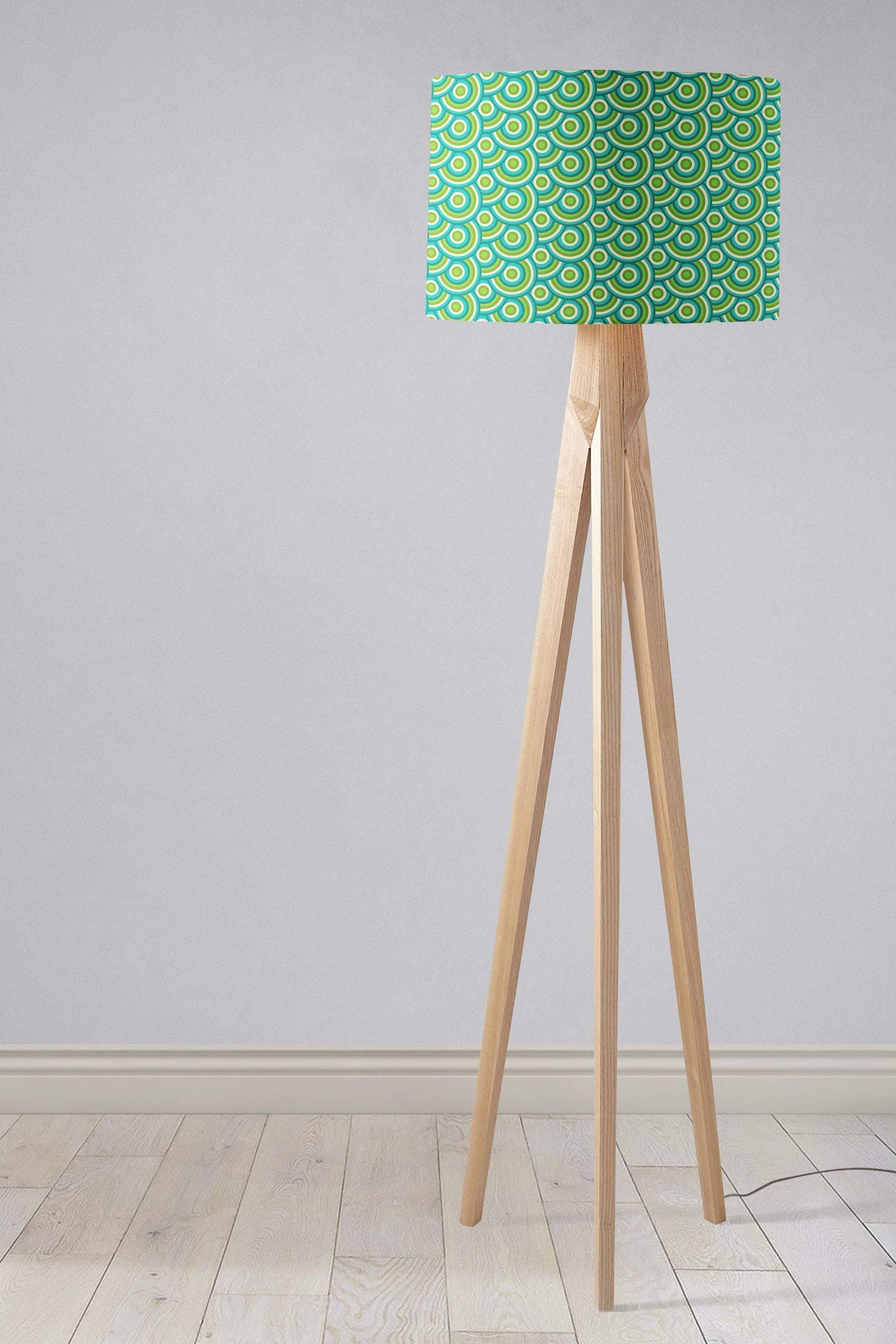 Green Retro Circles Lampshade for Table Ceiling or Floor Lamps