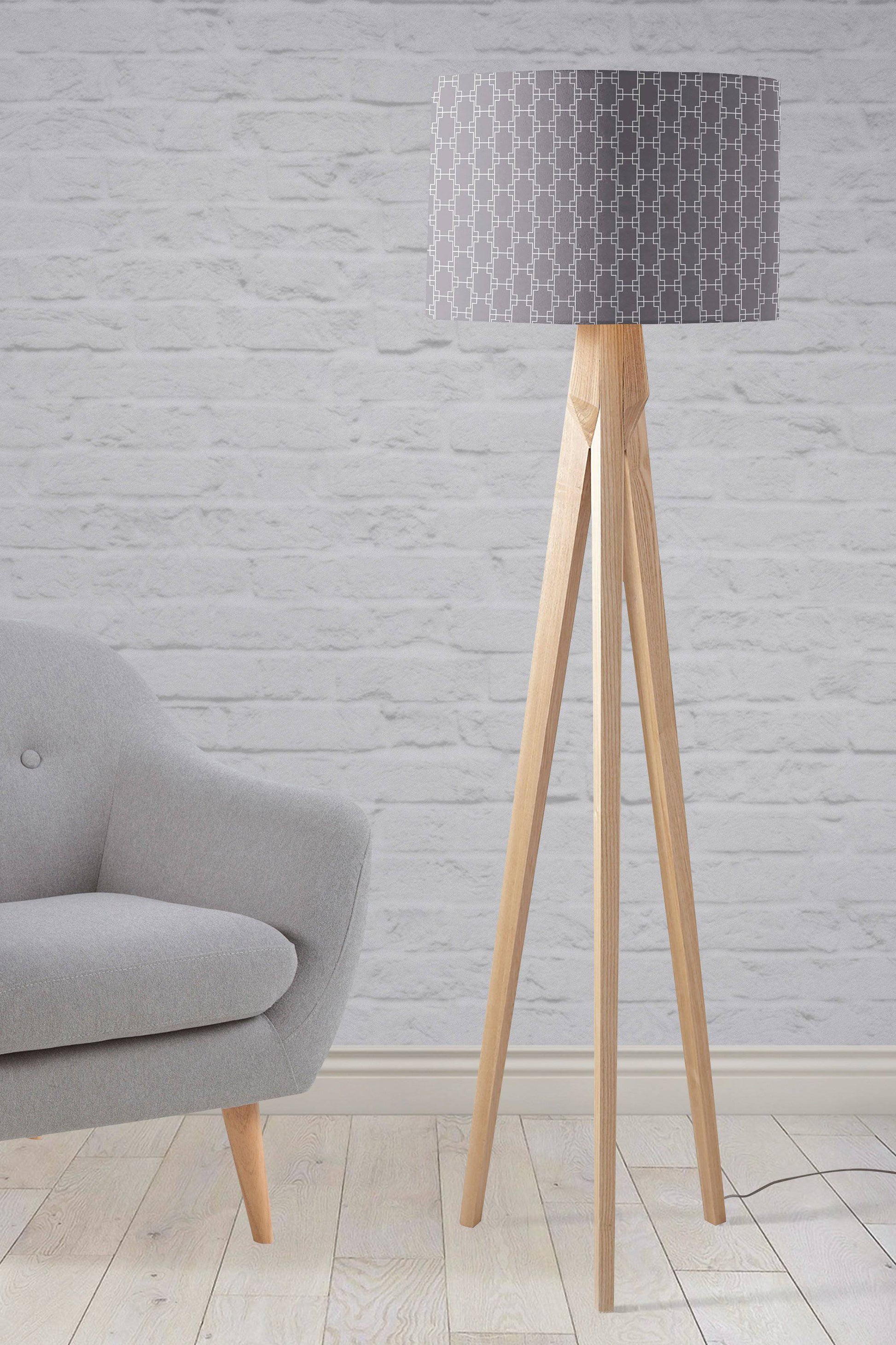 Grey and White Geometric Lampshade for Ceiling or Table Lamp