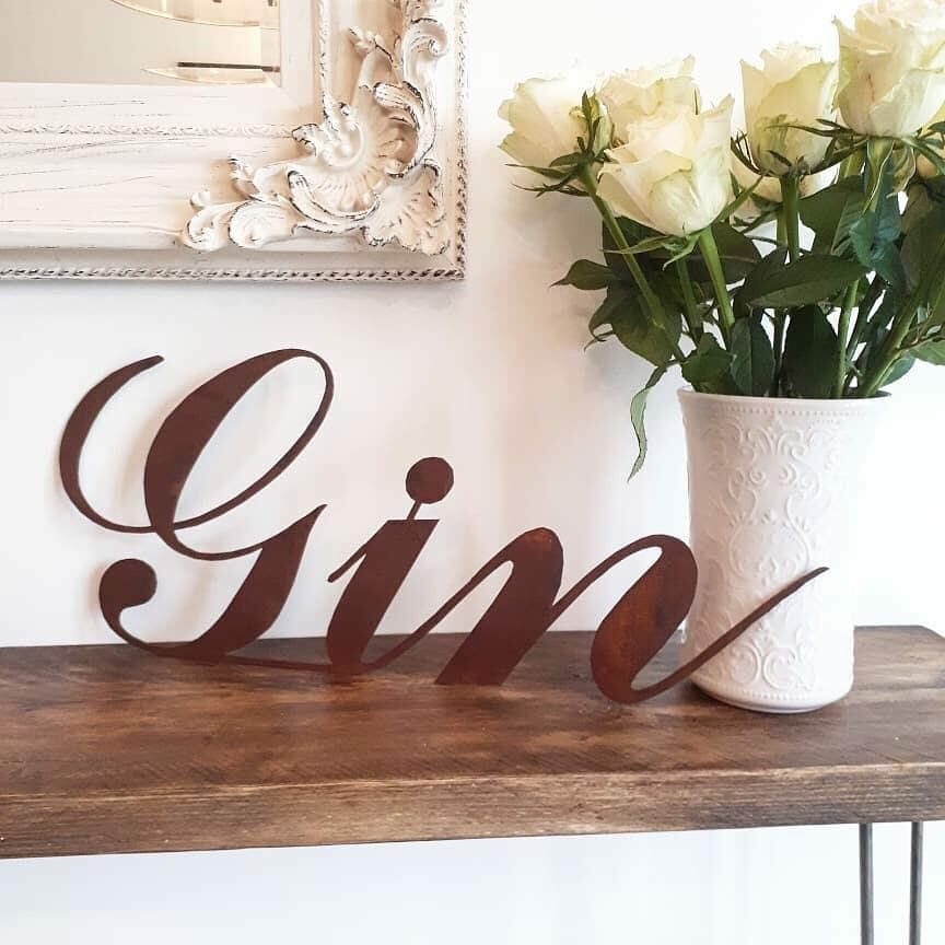 Rusty Metal Gin Sign for Indoor and Outdoor Display