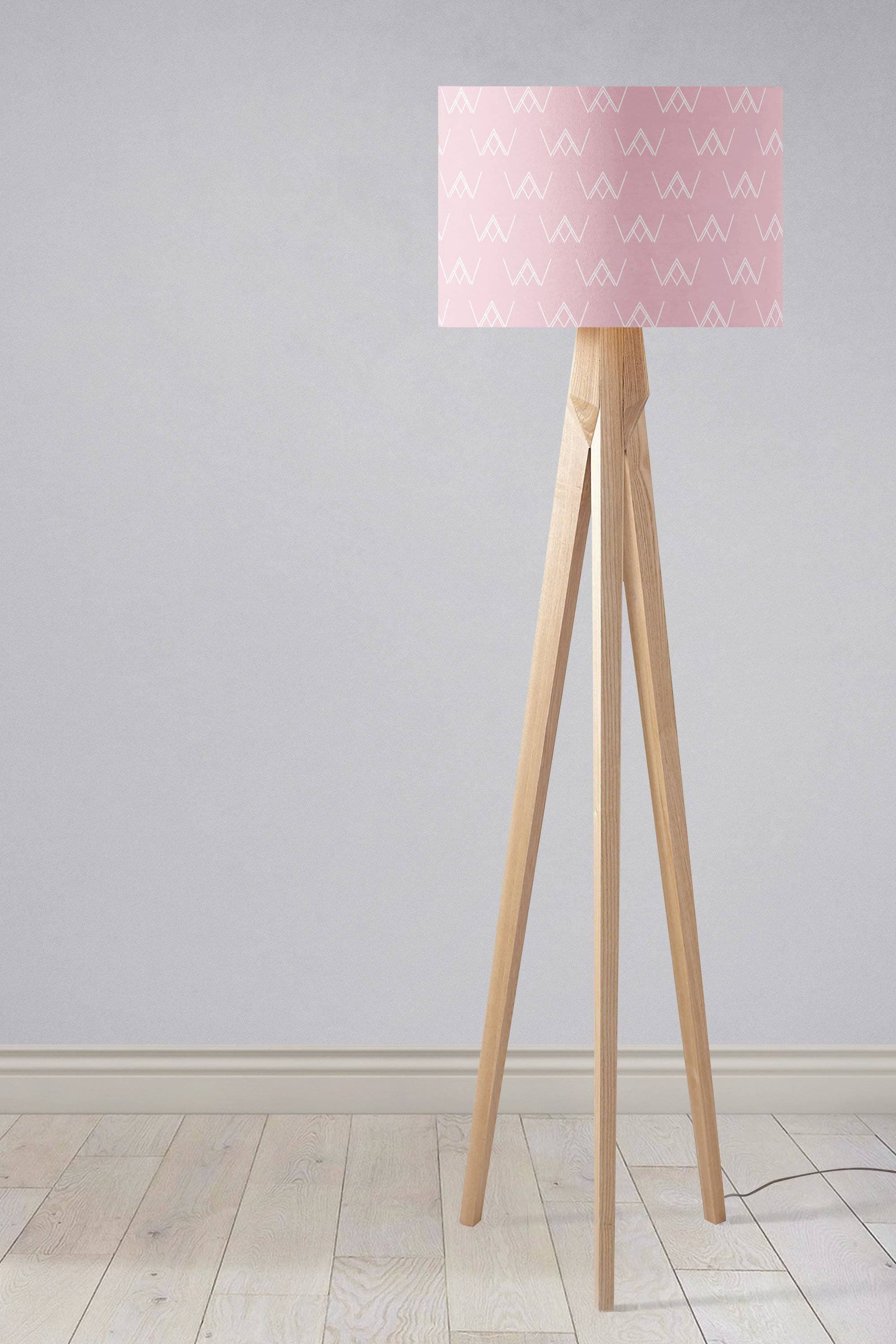 Pink Lampshade with White Abstract Design for Ceiling or Table Lamp