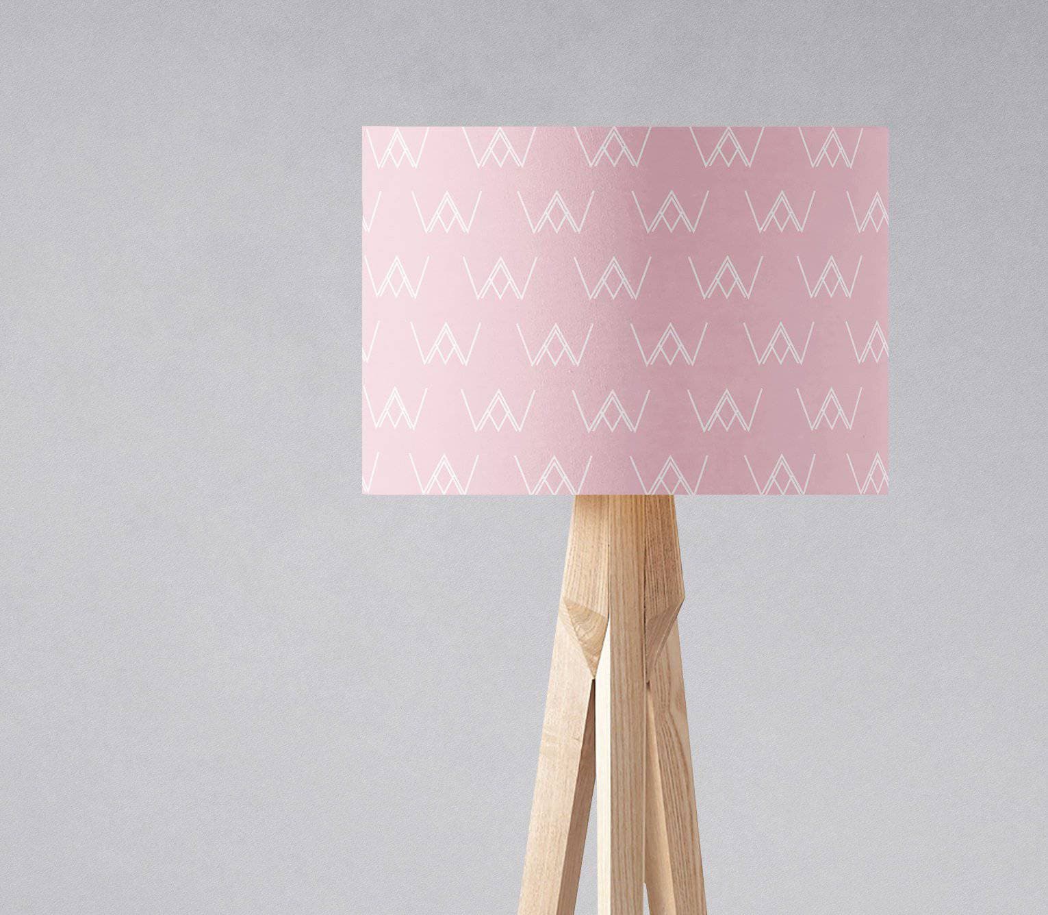 Pink Lampshade with White Abstract Design for Ceiling or Table Lamp
