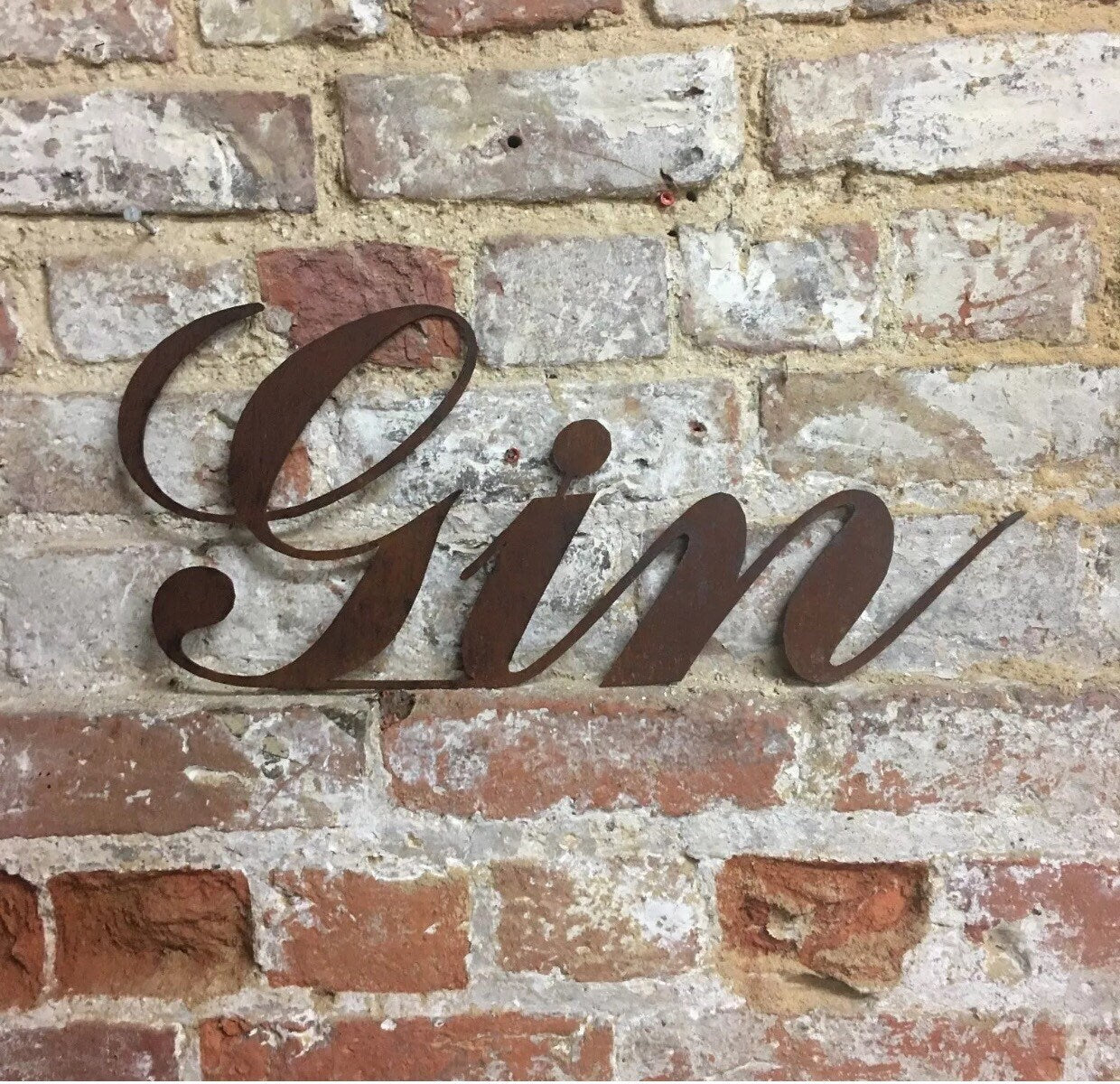 Rusty Metal Gin Sign for Indoor and Outdoor Display