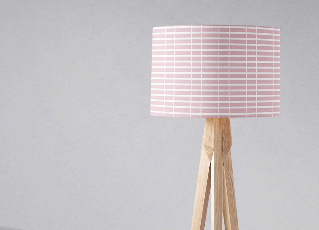 Pink Lampshade with White Geometric Lines
