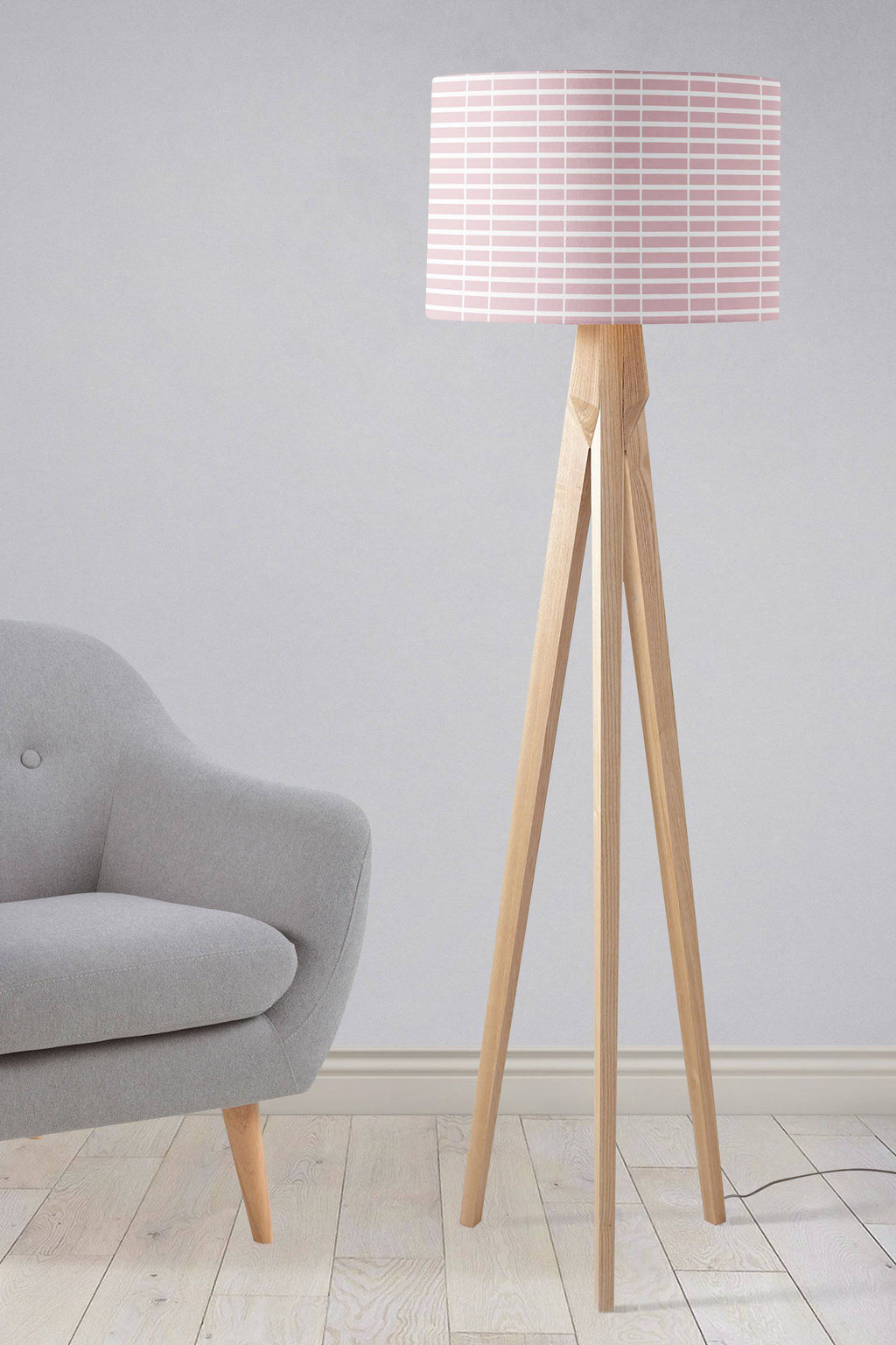 Pink Lampshade with White Geometric Lines