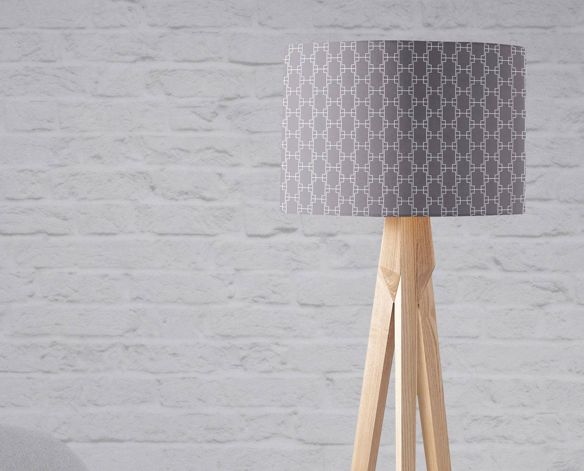 Grey and White Geometric Lampshade for Ceiling or Table Lamp