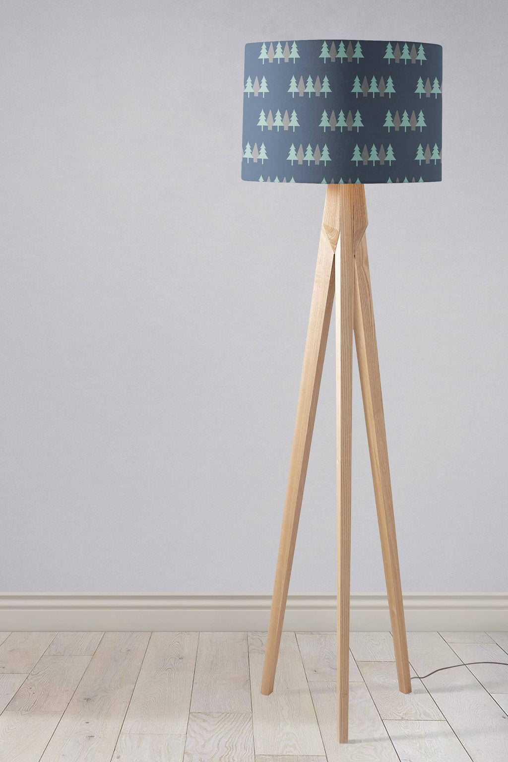 Dark Blue Scandinavian Forest Lampshade for Ceiling or Table