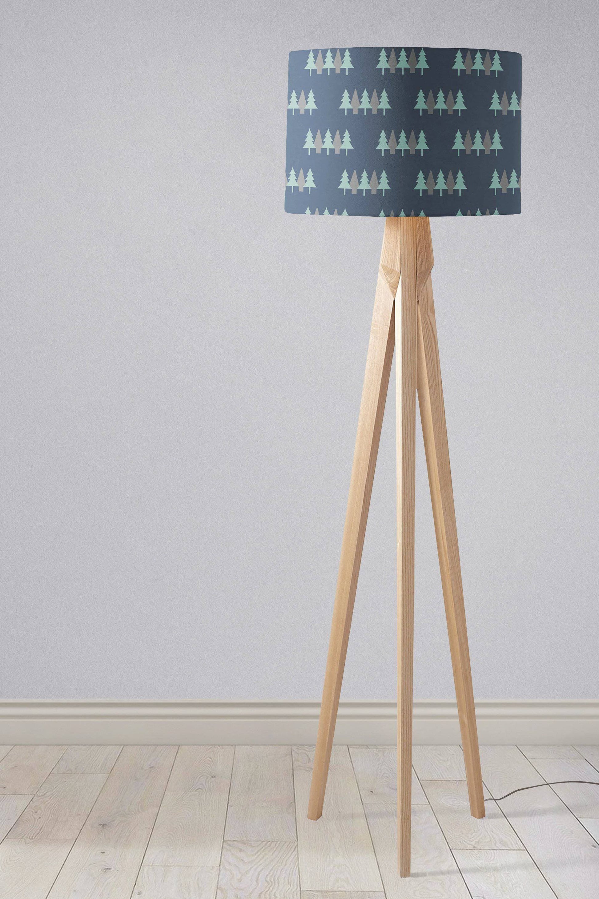 Dark Blue Scandinavian Forest Lampshade for Ceiling or Table