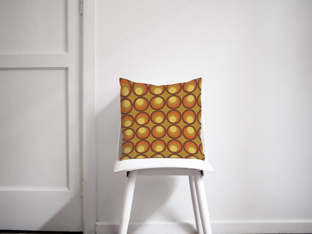 Mustard Brown and Orange Retro Geometric Throw Pillow 70s Design