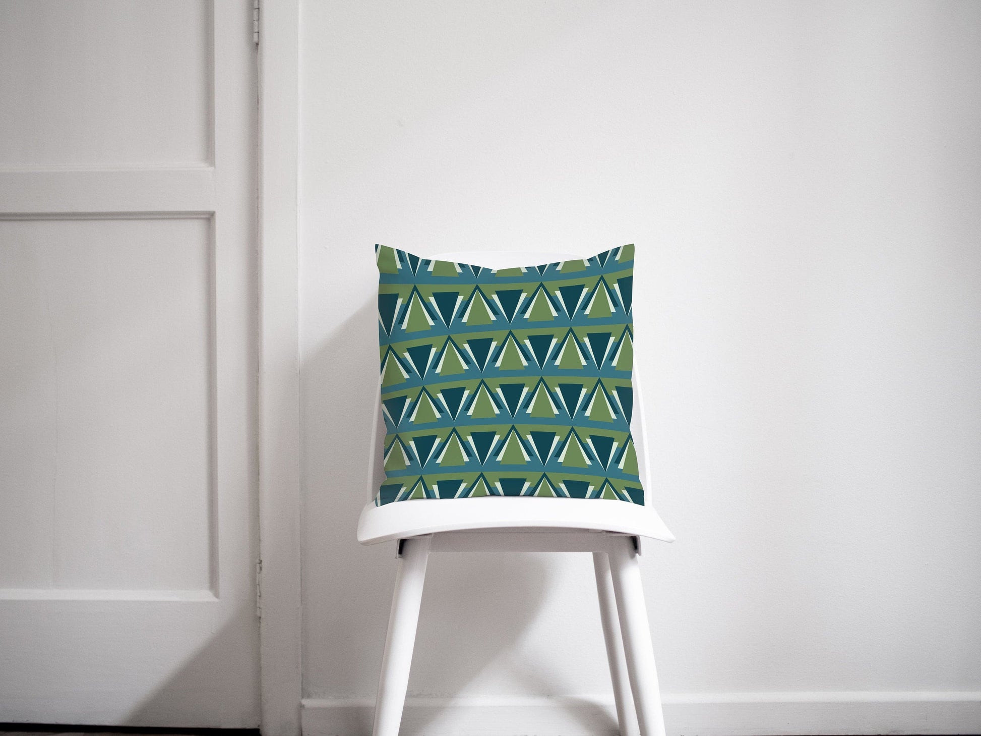 Green and Blue Art Deco Throw Pillow Cover