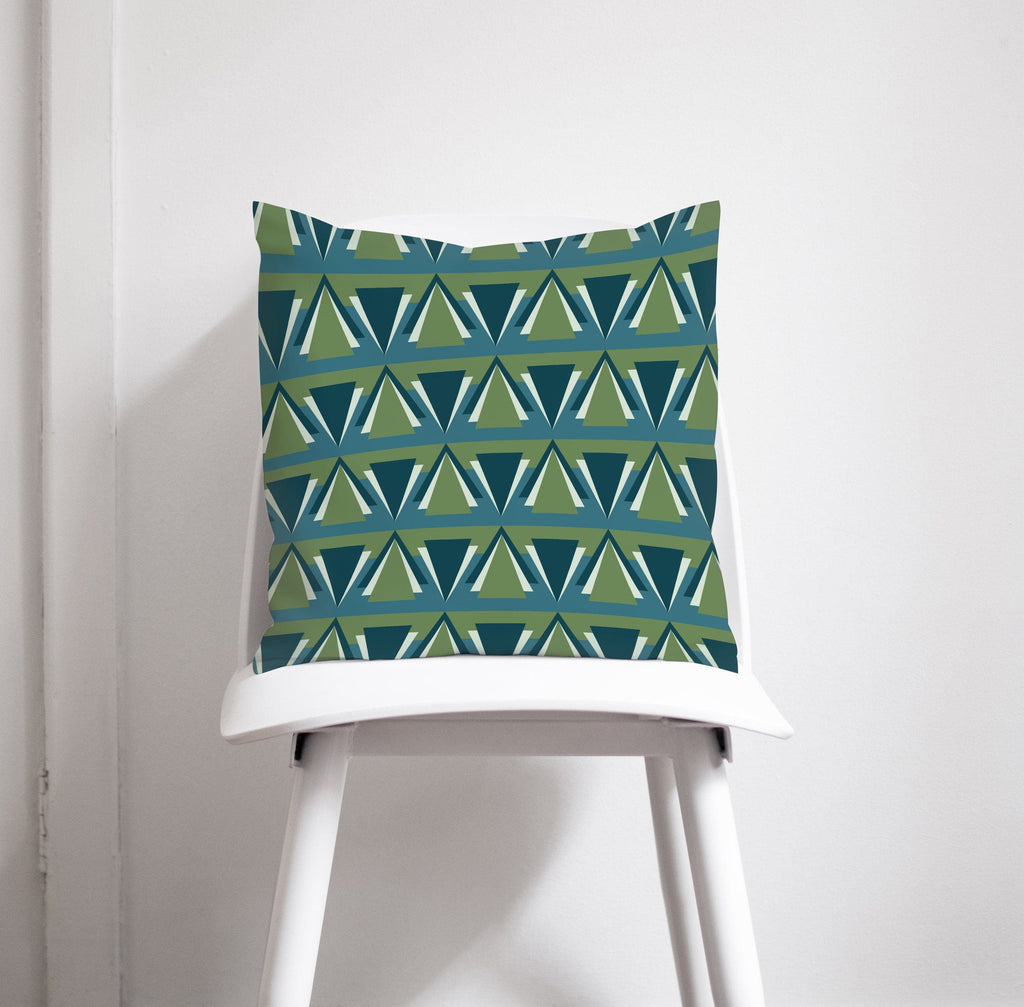 Green and Blue Art Deco Throw Pillow Cover